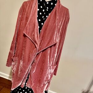 Mauve Open Front Velvet Jacket Sz L